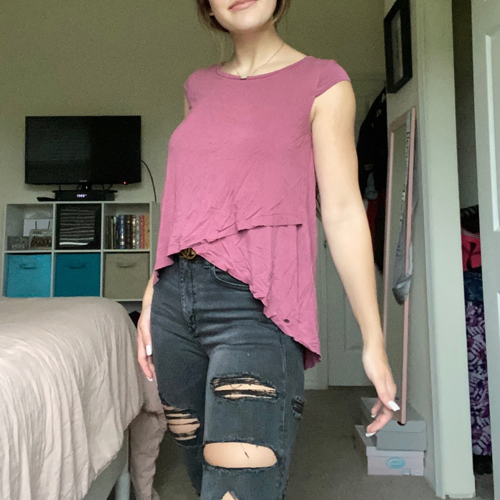 American Eagle pink high low shirt small